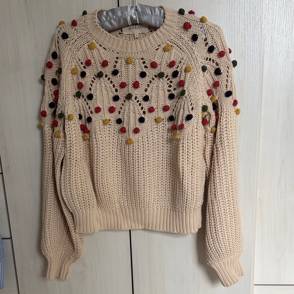 THE GREAT. chunky Pom Pom sweater, size 0